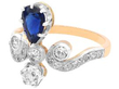 antique Sapphire and Diamond Tiara Ring in Gold
