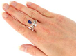 antique Sapphire and Diamond Tiara Ring in Gold wearing