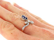Sapphire and Diamond Tiara Ring in Gold on finger