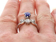 Sapphire and Diamond Tiara Ring in Gold on hand