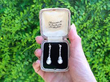Antique Natural Saltwater Pearl Earrings with Diamonds boxed outside
