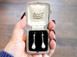 Antique Natural Saltwater Pearl Earrings with Diamonds boxed