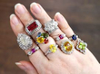 platinum art deco ring wiith other rings