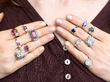 showcasing platinum art deco ring with other jewellery