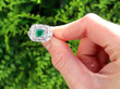 Square Emerald Cluster Ring in Platinum outside
