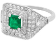 antique Square Emerald Cluster Ring in Platinum