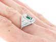 Square Emerald Cluster Ring in Platinum on hand