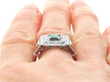 Square Emerald Cluster Ring in Platinum on finger
