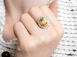 Yellow Sapphire Cluster Ring in Yellow Gold wearing