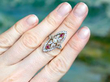 Marquise Edwardian Ruby Diamond and Pearl Ring wearing