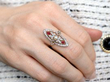 Marquise Edwardian Ruby Diamond and Pearl Ring being worn