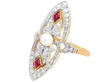 Edwardian Ruby Diamond and Pearl Ring