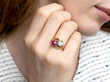 wearing Ruby and Diamond Toi et Moi Ring
