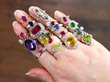 Edwardian Ruby and Diamond Twist Ring with Other Rings