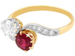 Edwardian Ruby and Diamond Twist Ring in Gold
