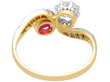 Edwardian Ruby and Diamond Twist Ring in Yellow Gold