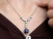 Art Deco Sapphire Pendant in Platinum wearing