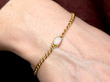 Victorian Opal Diamond yellow gold bracelet on wrist