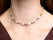 Victorian Opal Diamond yellow gold necklace wearing