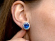 Vintage Sapphire and Diamond Cluster Earring wearing