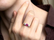 wearing Antique Pink Sapphire and Diamond Trilogy Ring