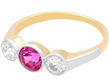 Antique Pink Sapphire and Diamond Trilogy Ring