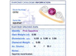 Antique Pink Sapphire and Diamond Trilogy Ring grading card