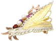 Gemstone Butterfly and Flowers Brooch side