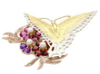 Gemstone Butterfly and Flowers Brooch with garnet amethyst and pearls