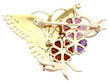 Gemstone Butterfly and Flowers Brooch reverse