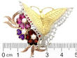 Gemstone Butterfly and Flowers Brooch size