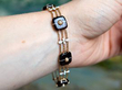 wearing Antique Agate Bracelet in Gold
