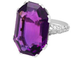 Antique Amethyst Cocktail Ring in Platinum with diamonds
