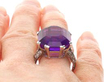 Antique Amethyst Cocktail Ring in Platinum on finger