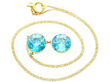 antique Blue Zircon Pendant in Yellow Gold