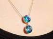 Blue Zircon Pendant in Yellow Gold wearing