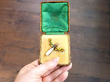 boxed Pearl and Enamel Dragonfly Brooch in Gold