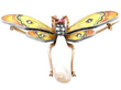 Pearl and Enamel Dragonfly Brooch in yellow Gold