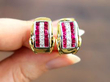 vintage Ruby and Diamond Earrings in Yellow Gold