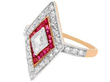Lozenge Shaped Ruby and Diamond Ring