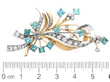 Vintage Aquamarine and Diamond Spray Brooch size
