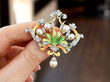 Art Nouveau Pearl Diamond and Enamel Brooch