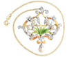 antique Art Nouveau Pearl Diamond and Enamel Brooch Pendant