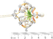 Art Nouveau Pearl Diamond and Enamel Brooch Pendant size