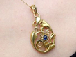 antique Art Nouveau Gold Sapphire Pendant wearing