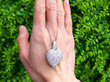 Diamond Heart Pendant Necklace in White Gold outside