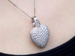 Diamond Heart Pendant Necklace in White Gold wearing