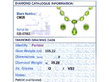 Vintage Peridot Necklace and Earring Set with Diamonds grading card