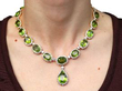 wearing Vintage Peridot Necklace with diamonds