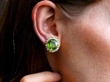 Vintage Peridot earring with Diamonds being worn